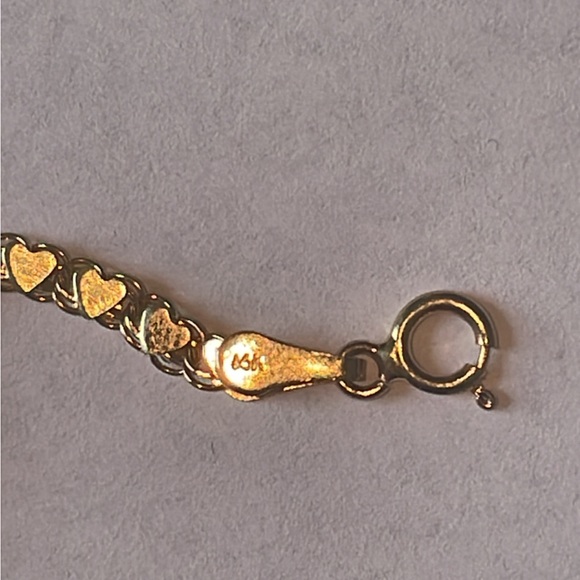 Solid Stamped 14K Yellow Gold Love Hearts Link Bracelet - Picture 10 of 12